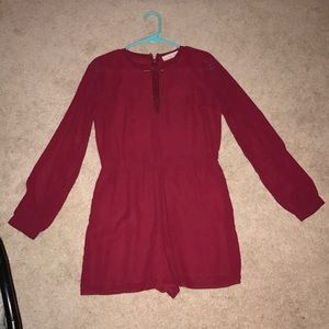 Abercrombie and Fitch Maroon Long-Sleeve Romper